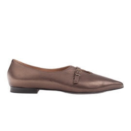 Marco Shoes Slanke 1332P metalliske ballerinaer med rem brun