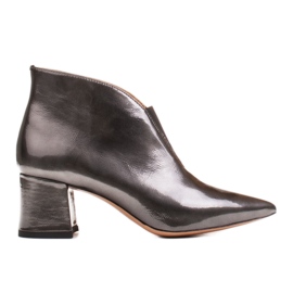 Marco Shoes 1460B slanke grå ankelstøvler i læder med en gummioverdel