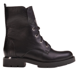 Marco Shoes Marco 1342B bandt damestøvler med stråler og lynlås sort