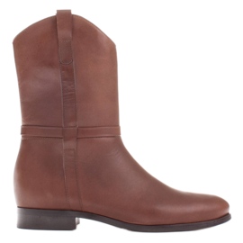 Marco Shoes Marco støvler med lave hæle lavet af sart naturligt læder brun