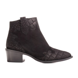 Marco Shoes Sorte støvler lavet af naturlig ruskind uden isolering
