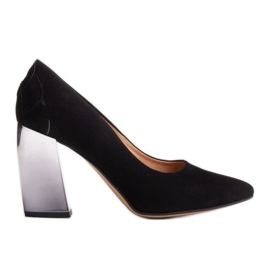 Marco Shoes Sorte pumps med metallisk hæl