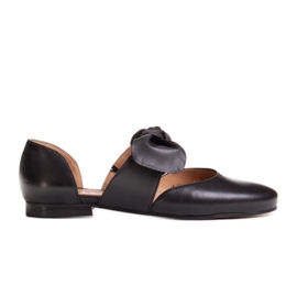 Marco Shoes Sort ballerina 1531P med sort sløjfe