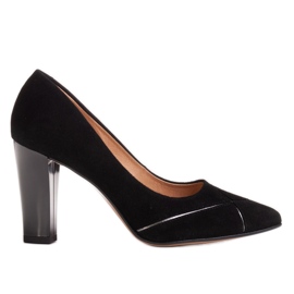 Marco Shoes Sort ruskind pumps med mønster