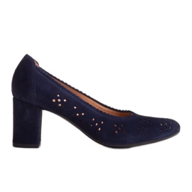 Marco Shoes Marineblå pumps med perforering til en bredere fod marine blå