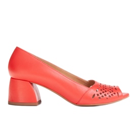 Marco Shoes Røde pumper med perforeret front