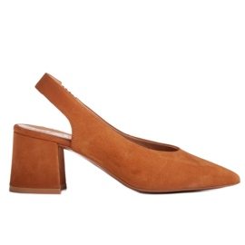 Marco Shoes Brune pumps med en hæl i naturlig velour