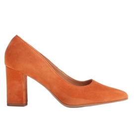 Marco Shoes Orange pumper lavet af naturlig ruskind