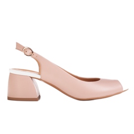 Marco Shoes Sandal 1506P lavet af pink læder med en stabil hæl lyserød