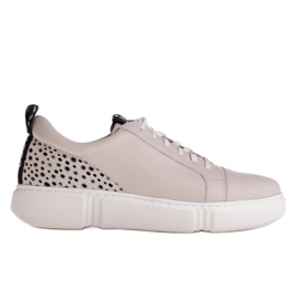 Marco Shoes Beige sneakers med Marco -logoet på hælen