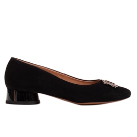 Marco Shoes Sort ruskind pumps med udsmykning