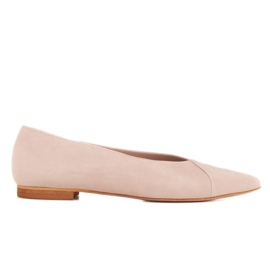 Marco Shoes Beige naturlige ruskind ballerinaer