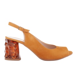 Marco Shoes Læder sandaler gule med en 3D 1517P hæl