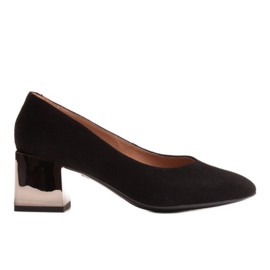 Marco Shoes Sort læder pumps med krom hæl