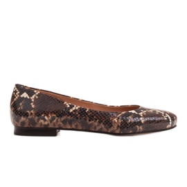 Marco Shoes Brune ballerinaer med slangemønster