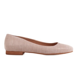 Marco Shoes Beige ballerinaer i læder med en metallisk accent