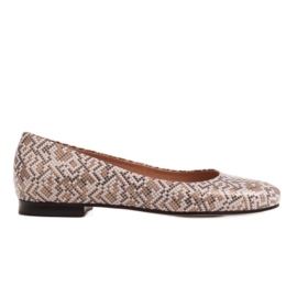 Marco Shoes Beige ballerinaer i gemseskind