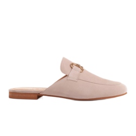 Marco Shoes Tøfler i ruskind til kvinder med et ornament beige