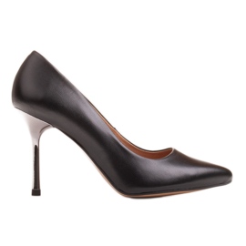 Marco Shoes Sorte stiletter med en metallisk hæl