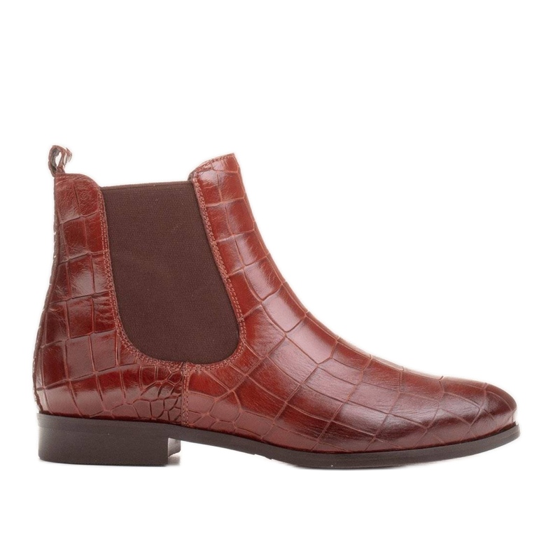 Marco Shoes Flade ankelstøvler i læder med elastisk gummi i overdelen brun