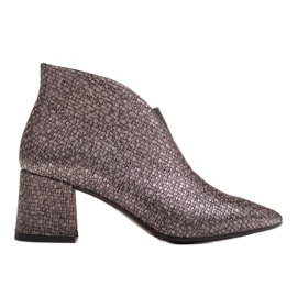 Marco Shoes 1460B slanke grå ankelstøvler i læder med en gummioverdel