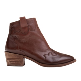 Marco Shoes Naturlige læderbrune cowboystøvler uden isolering