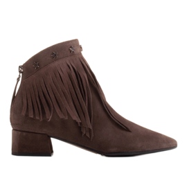 Marco Shoes Originale ruskindstøvler med dekorative frynser brun
