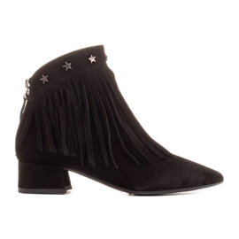 Marco Shoes Originale ruskindstøvler med dekorative frynser sort