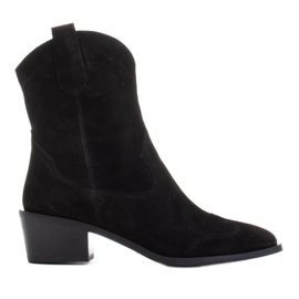 Marco Shoes Sorte cowboystøvler lavet af naturlig ruskind uden isolering