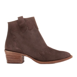 Marco Shoes Brune cowboystøvler i ægte skind uden isolering