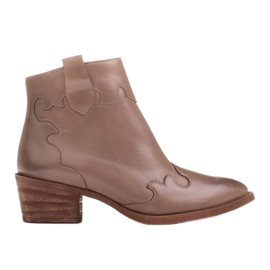 Marco Shoes Beige støvler fremstillet i naturligt læder uden isolering