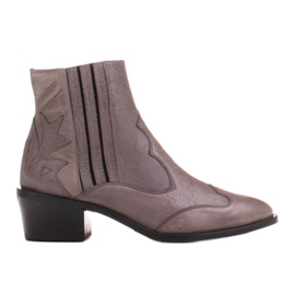 Marco Shoes Grå retro cowboystøvler med krøllet læder