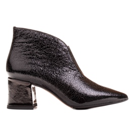 Marco Shoes 1460B slanke sorte ankelstøvler i læder med en gummioverdel