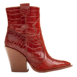 Marco Shoes Cowboystøvler til kvinder i naturligt læder med prægning brun