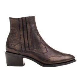 Marco Shoes Sorte cowboystøvler, falmet gammelt guldlæder gylden