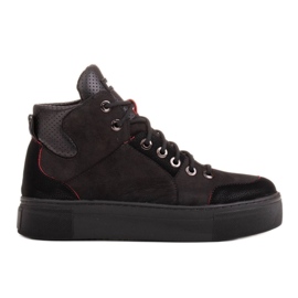 Marco Shoes Lette sportsstøvler lavet af naturlig nubuck i høj kvalitet sort