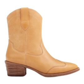 Marco Shoes Cowboystøvler i håndpoleret læder uden isolering gul