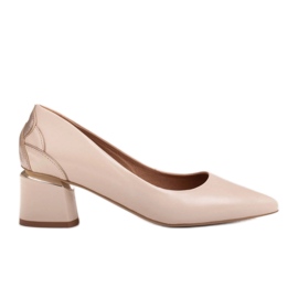 Marco Shoes Pumps i beige læder med blomstermønster