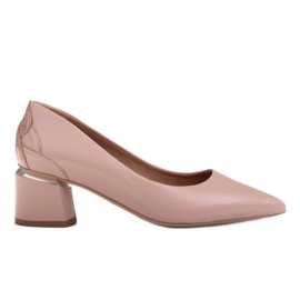 Marco Shoes Pumps i pink læder med blomstermønster lyserød