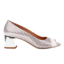 Marco Shoes Pumps med åben front, krom hæl sølv