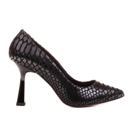 Marco Shoes Elegante pumps med ruskind belagt med et slangemønster sort