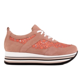 Marco Shoes Sneakers på en tyk sål med åndbart mesh lyserød
