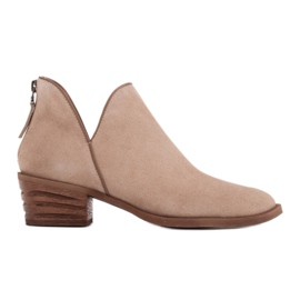 Marco Shoes Beige støvler lavet af naturlig ruskind med et V-snit
