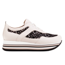 Marco Shoes Sneakers på en tyk sål med åndbart mesh hvid