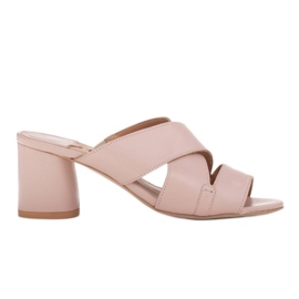 Marco Shoes Kvinders læder hjemmesko lavet af læder med afskårne striber beige