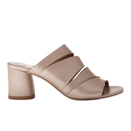 Marco Shoes Kvinders læder hjemmesko, afskårne striber gylden