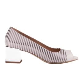 Marco Shoes Kvinders pumps med metalliske striber med åben front hvid sølv