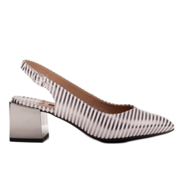 Marco Shoes Elegante damepumper med metalliske striber sølv