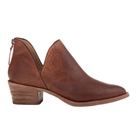 Marco Shoes Naturlige læderstøvler med V-snit brun