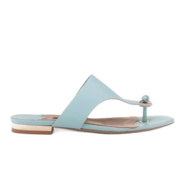 Marco Shoes Flade flip-flops i mintfarve med en metallisk hæl grøn